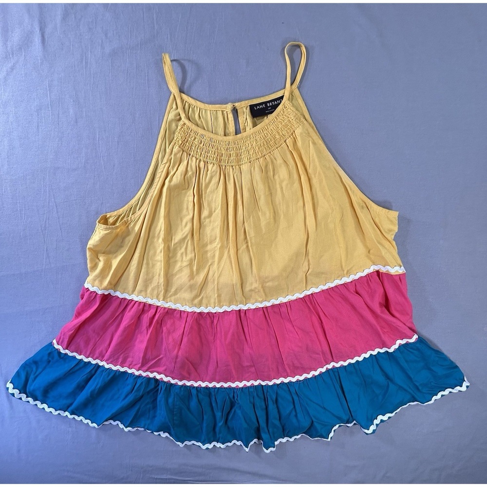 Lane Bryant colorblock tiered smocked halter top Women's 18P Colorful Summer